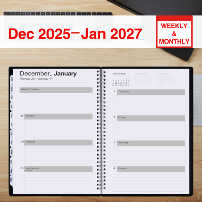 2026 Staples 5 x 8 Weekly & Monthly Planner, Plastic Cover, Black (ST21490-26)