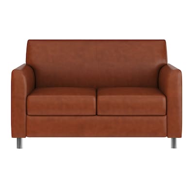 Flash Furniture Hercules Diplomat LeatherSoft Loveseat, Cognac/Chrome Legs (BT8272CGCHR)