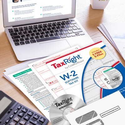 ComplyRight TaxRight 2023 W-2 Tax Form Kit with eFile Software & Envelopes, 6-Part, 50/Pack (SC5650ES)