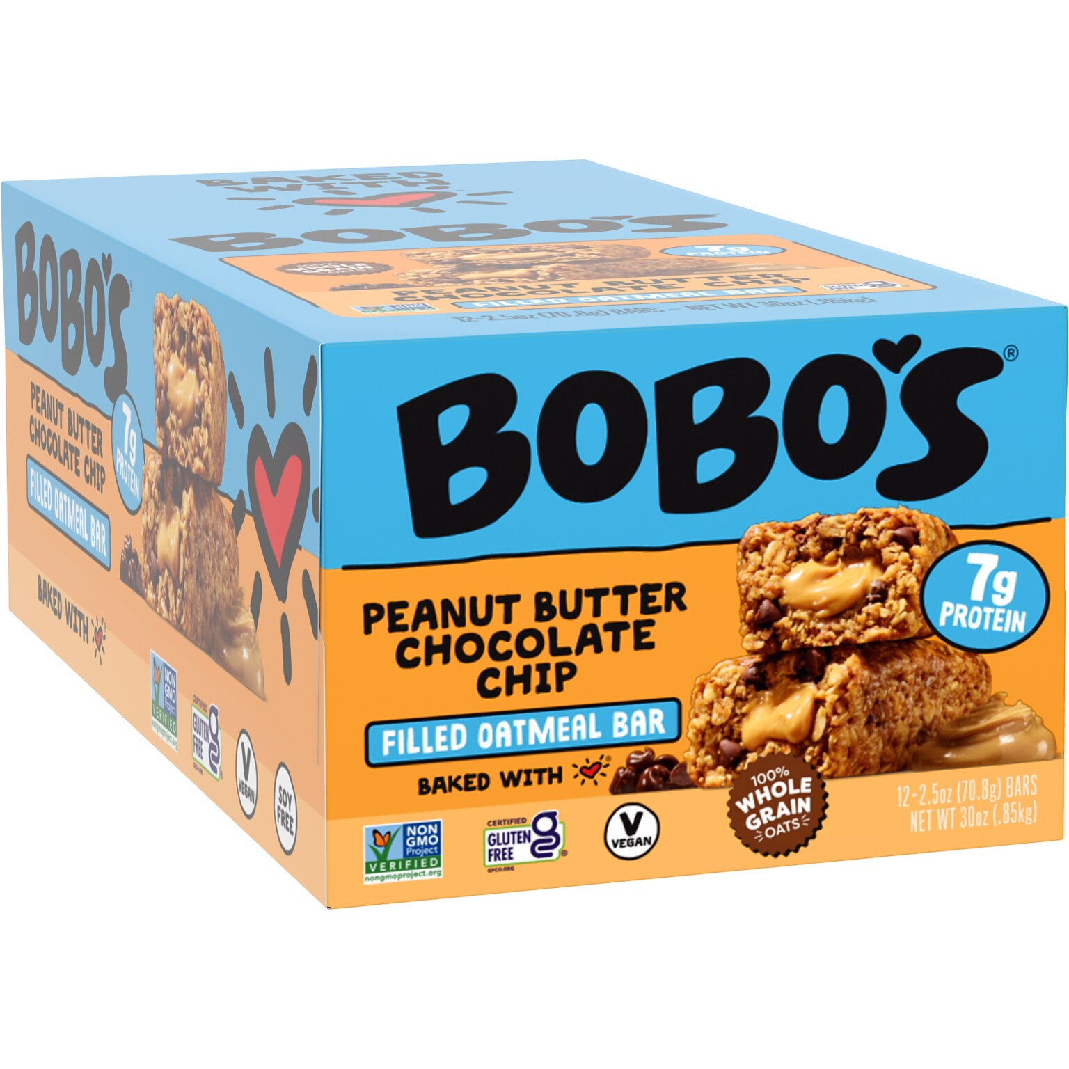 Bobos Stuffd Gluten-Free Peanut Butter & Chocolate Chip Nut Bar, 2.5 oz., 12 Bars/Box (131-D)