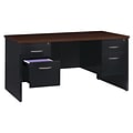 Hirsh 60W Double-Pedestal Desk, Black/Walnut (20533)