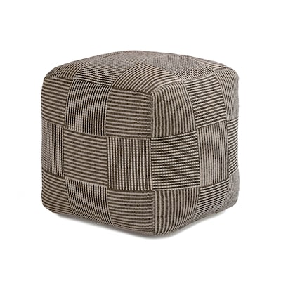 Anji Mountain Branford Ivory Mocha Bisque Fabric Square Pouf Ottoman (AMBPF107-1818)
