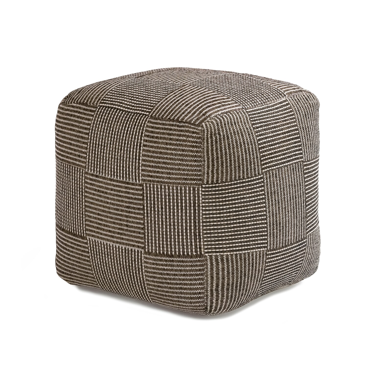 Anji Mountain Branford Ivory Mocha Bisque Fabric Square Pouf Ottoman (AMBPF107-1818)
