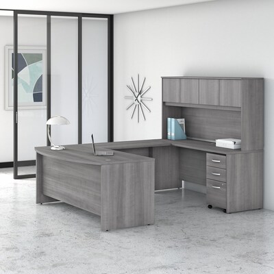 Bush Business Furniture Studio C 72W U Shaped Desk with Hutch and Mobile File Cabinet, Platinum Gra