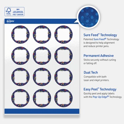 Avery Circle Multipurpose Labels, 2" Dia., White, 120/Pack (19479370628)