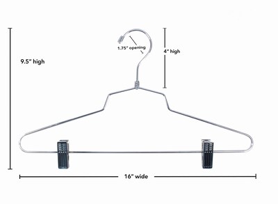 Nahanco 16" Metal Shirt/Dress Hangers, Chrome, 100/Pack (SLD-16)