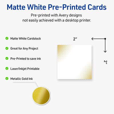 Avery Gold Blush Pattern Matte Blank Card, White, 120/Pack (S00-EWH)