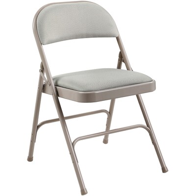Lorell Fabric Padded Seat Folding Chairs, Steel Beige (LLR62533)
