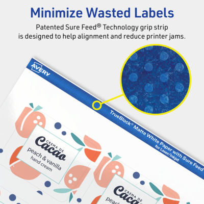 Avery TrueBlock Laser/Inkjet Rectangle Multipurpose Labels, 1-13/16" x 2-3/16", White, 300/Pack (94233)