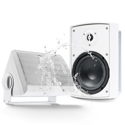 Gemini GHSI Series GHSI-W650BT-PR 300W Bluetooth Outdoor Speaker Set with Mounting Brackets and Remote, Pair, White