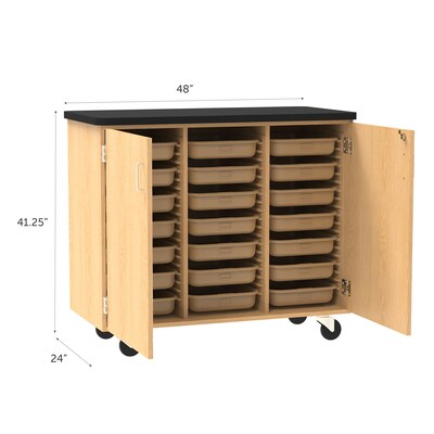 Diversified Woodcrafts 41.5 Mobile Tote Tray Storage Cabinet, Oak (4751K)