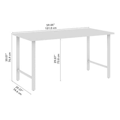Bush Business Furniture Hustle 60"W Computer Desk with Metal Legs, White (HUD160WH)