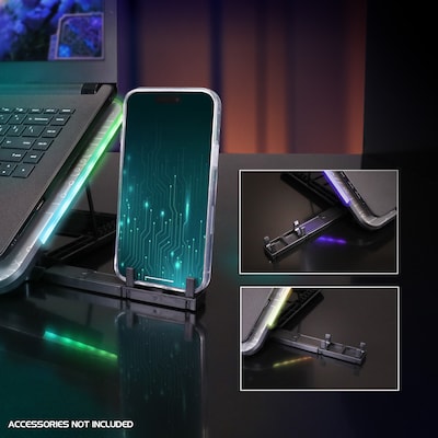 Enhance Voltaic 2 Adjustable Laptop Cooling Pad Stand with 6 Fans, 2 USB Ports, RGB Lighting (ENVOC62100CLWS)