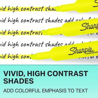 Sharpie Tank Highlighter, Chisel Tip, Fluorescent Yellow, 4/Pack (25164)