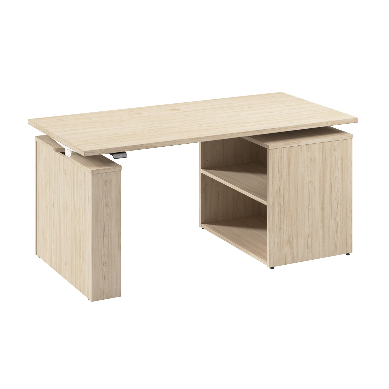 Bush Business Furniture Stratus 60W Electric Adjustable Standing Desk with Bookcase, Natural Elm (SUT005NE)