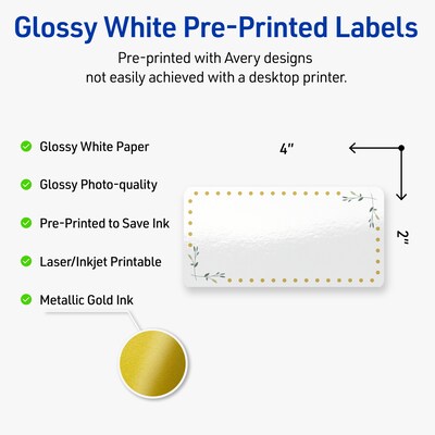 Avery Laser/Inkjet Rectangle Multipurpose Labels, 2 x 4, White, 100/Pack (S00-DNC)