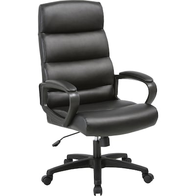 Lorell SOHO Ergonomic Bonded Leather Swivel Executive Chair, Black (LLR41843)