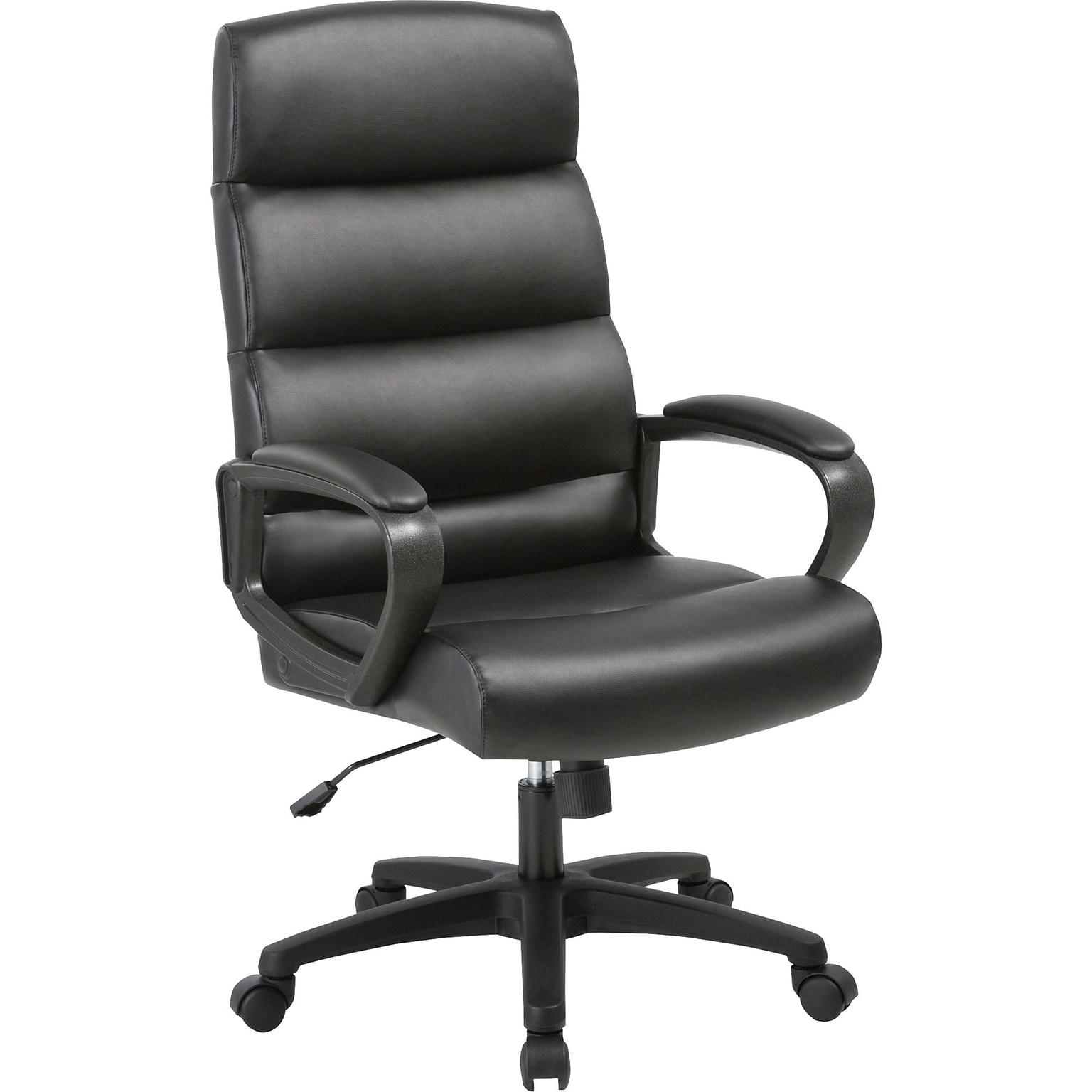 Lorell SOHO Ergonomic Bonded Leather Swivel Executive Chair, Black (LLR41843)