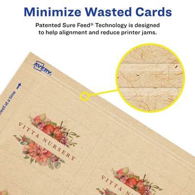 Avery Business Cards, 2.5" x 3.5", Matte Kraft Brown, 150/Pack (95272)