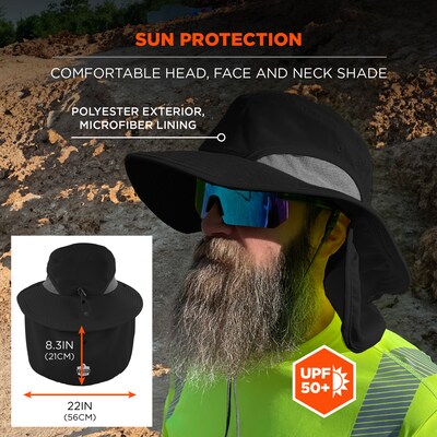 Chill-Its 8934 Cooling Sun Hat, Black, Large/Extra-Large (12726)