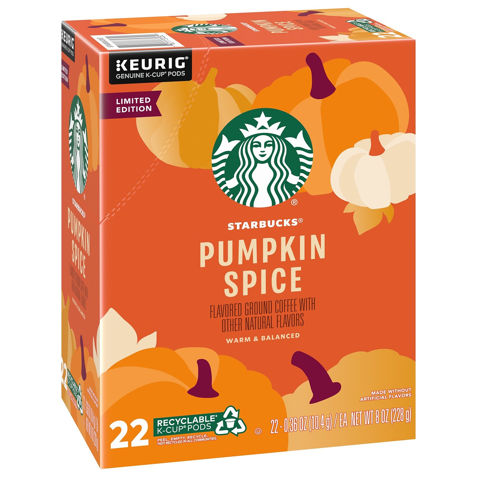 Starbucks Pumpkin Spice Coffee Keurig® K-Cup® Pods, Blonde Roast, 22/Box (SBK12412028CT)