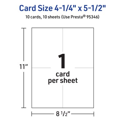 Avery Integrated Cards, 4.25" x 5.5", Glossy White, 10/Pack (95346)