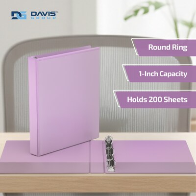 Davis Group, 1, 8.5 x 11, Round Ring View Binder, Assorted Pastel Colors, 4/Pack (7411-88-04)