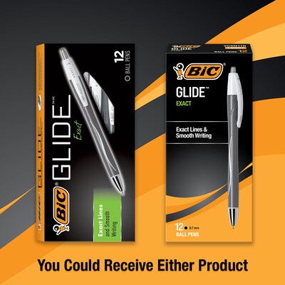 BIC Glide Exact Retractable Ballpoint Pen, Fine Point, 0.7mm, Black Ink, Dozen (VCGN11BK)