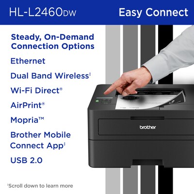 Brother RHL-L2460DW Refurbished Wireless, Black & White, Print-Only, Laser Printer, Refresh Subscription Ready