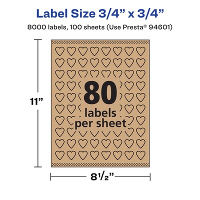 Avery Laser/Inkjet Decorative Edge Multipurpose Labels, .75" x .75", Kraft Brown, 8000 Labels/Box ( 94601)