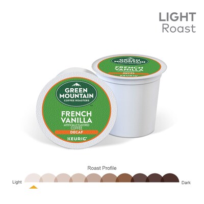 Green Mountain French Vanilla Decaf Coffee Keurig® K-Cup® Pods, Light Roast, 96/Carton (7732CT)