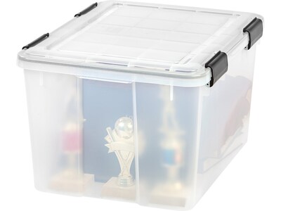 Iris WeatherPro Stackable Polypropylene Storage Box, 11.75" x 19.7" x 15.75", 46 Qt., Clear, 6/Pack (110450)