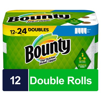 Bounty Select-A-Size Paper Towels, 2-ply, 90 Sheets/Roll, 12 Rolls/Pack (66541/06130)