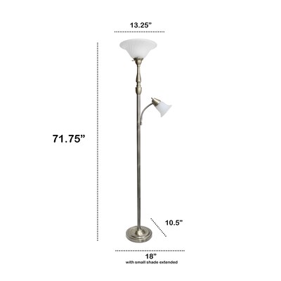 Lalia Home Torchiere Floor Lamp with Reading Light and Marble Glass Shades, Antique Brass (LHF-3003-AB)