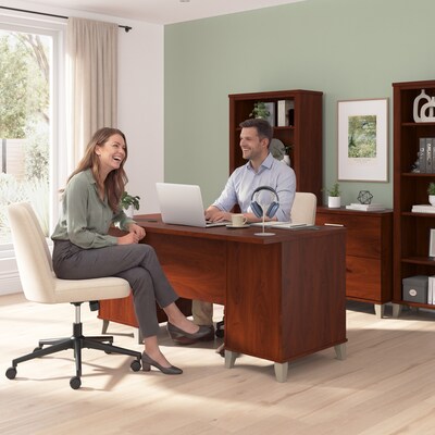Bush Home Somerset 60" W Office Computer Desk with Drawers, Hansen Cherry (WC81728K)