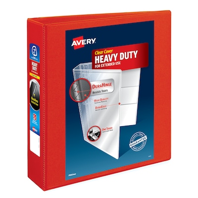Avery Heavy Duty 2 3-Ring View Binders, One Touch EZD Ring, Red (79225)