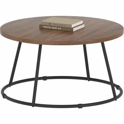 Lorell Accession 31.5" D Laminate Round Coffee Table, Walnut (LLR16259)