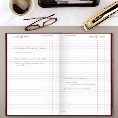 2027 AT-A-GLANCE Hardcover Diary, 7.75" x 12", Ruled, Red (SD377-13-27)