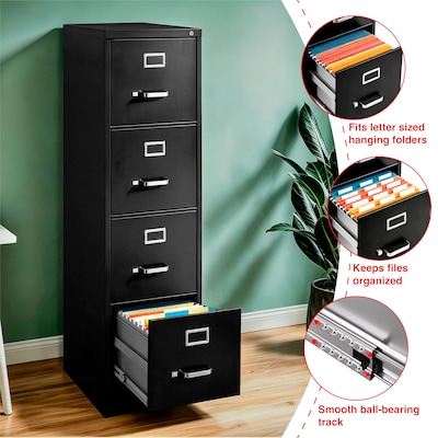 Quill Brand® 4-Drawer Vertical File Cabinet, Locking, Letter, Black, 22"D (22337D)