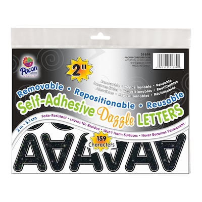 Pacon 2 Self-Adhesive Puffy Font Letters, Black Dazzle, 159/Pack (PAC51684)