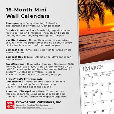 2026 BrownTrout Beaches 7" x 7" Monthly Wall Calendar (9798330702350)