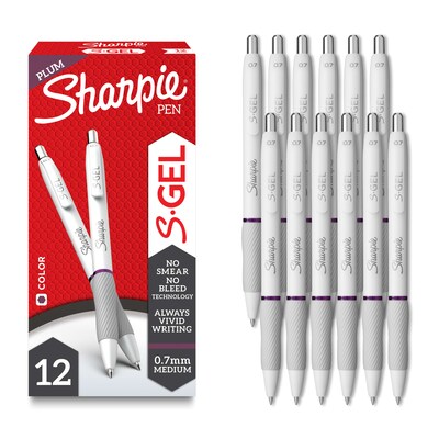 Sharpie S-Gel Retractable Gel Pens, Medium Point, 0.7mm, Purple Ink, 12/Pack (2220531)