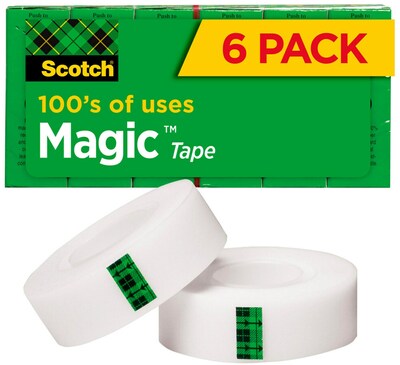 Scotch Magic Tape Refill, Invisible, Write On, Matte Finish, 3/4 x 36 yds., 1 Core, 6 Rolls (810-6
