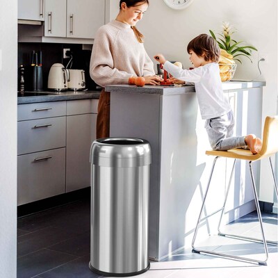 iTouchless Stainless Steel Open Top Trash Can, Silver, 16 gal. (OL16STR)