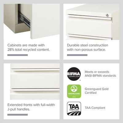 Quill Brand® 3-Drawer Vertical File Cabinet, Locking, Letter, White, 19.88"D (26815D)