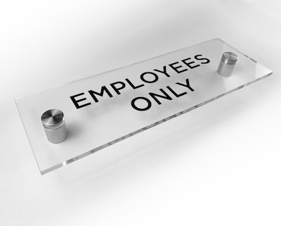 Cosco Employees Only Indoor Wall Sign, 3" x 9", Acrylic Clear (098530)