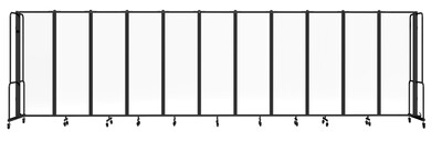 National Public Seating Robo Series 11-Panel Folding Mobile Room Divider, 72"H x 256"W, Clear Acrylic (RDB6-11CA)
