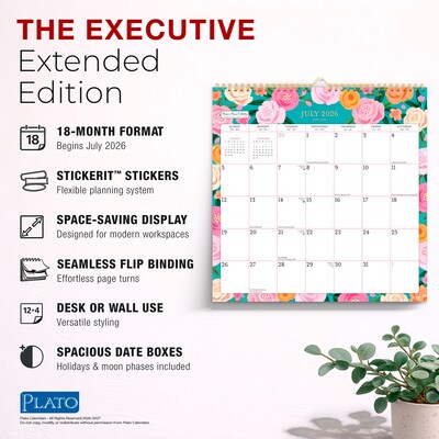 2026-2027 Plato Bonnie Marcus 12" x 12" Academic Monthly Wall Calendar (9798330708192)