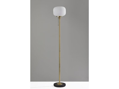 Adesso Hazel 65" Antique Brass Floor Lamp with Round Frosted Shade (4278-21)