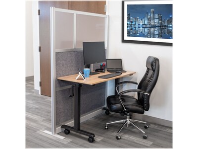 Luxor Modular Room Divider Starter Wall, 70"H x 53"W, Gray PET/Frosted Acrylic (MW-5370-FCG)